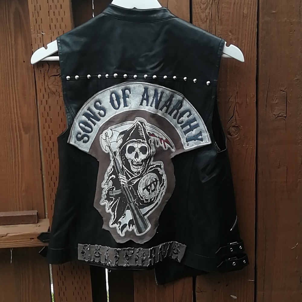 Sons of Anarchy Faux Leather Vest Cut Halloween